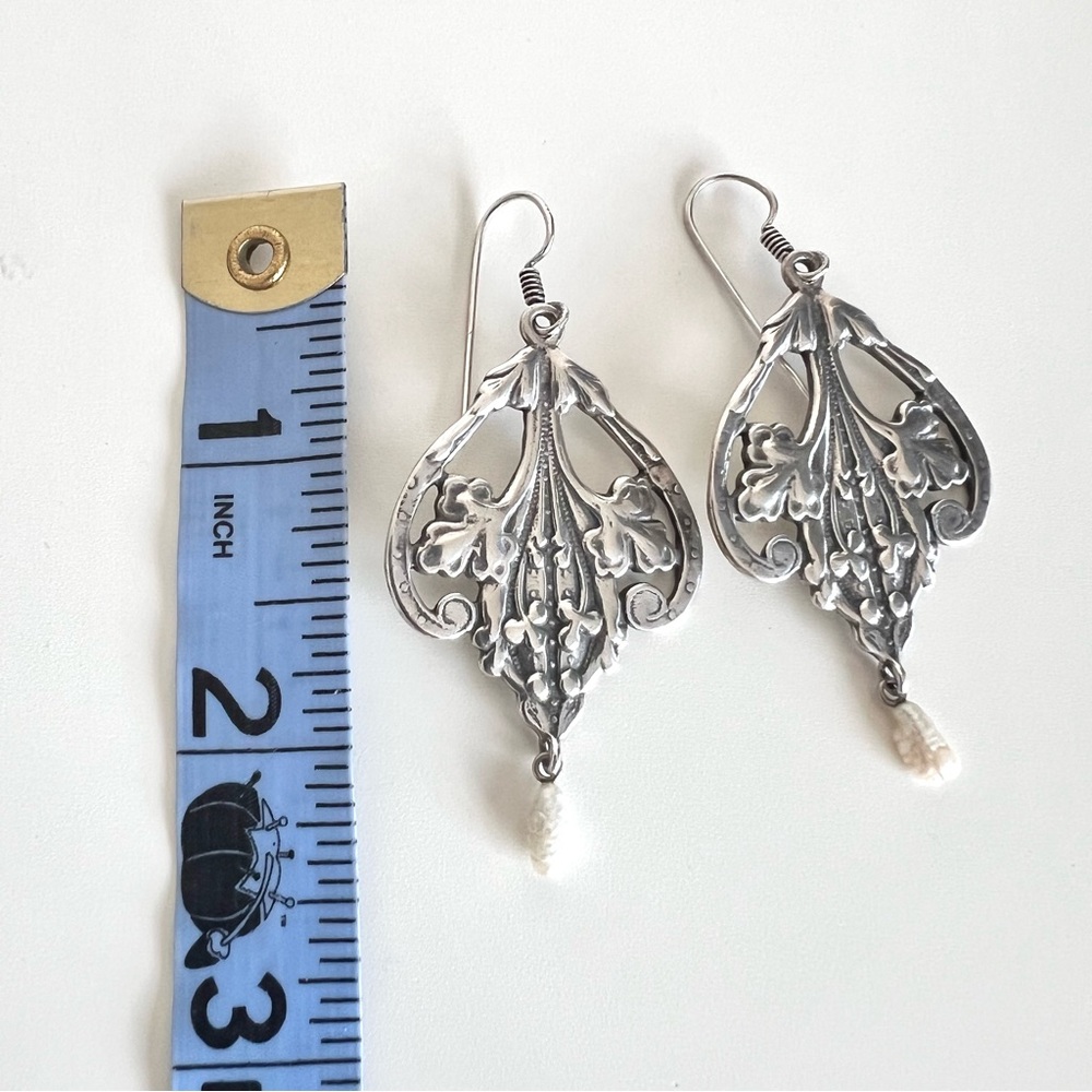 Vintage Steve Stamas Sterling Silver Drop Earrings - Picture 7 of 7